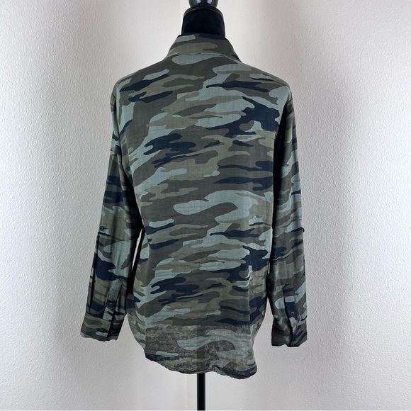 Sanctuary Camo Boyfriend Shirt Button Front Roll Tab Sleeves Size XS - Picture 11 of 11